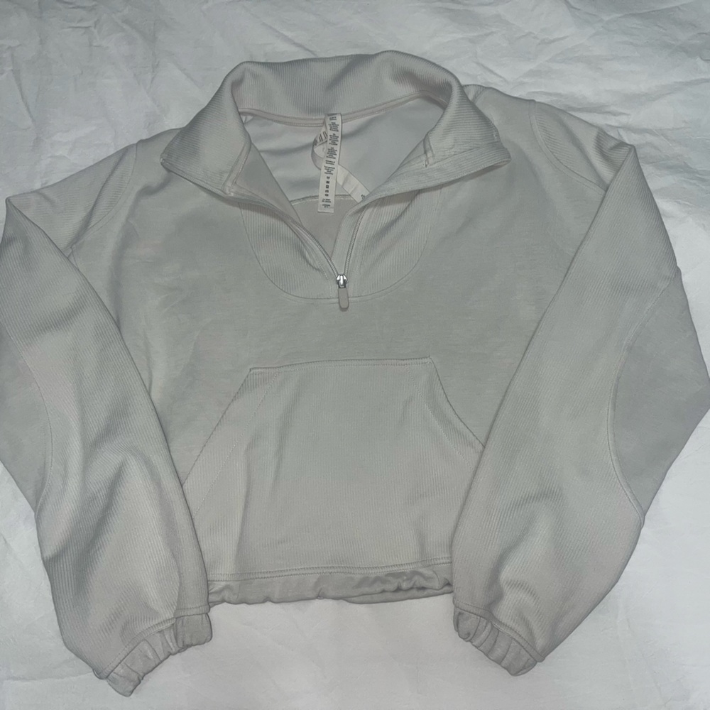 Cropped ribbed softstream quarter zip